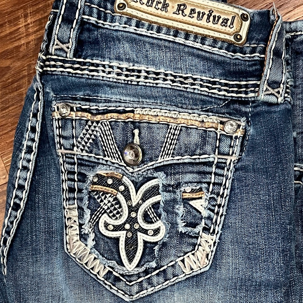 Rock Revival Blue Denim Jeans Boris 27 Skinny